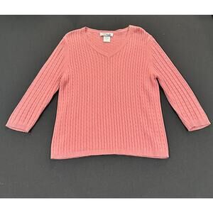 Murray’s Toggery Shop Nantucket Reds Cable Knit V-Neck Made in Canada Size M